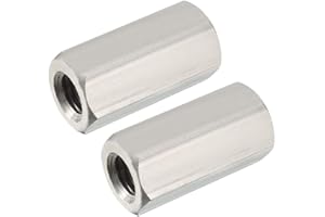 uxcell M12 X 1.75-Pitch 40mm Length 304 Stainless Steel Metric Hex Coupling Nut, 2-Pack