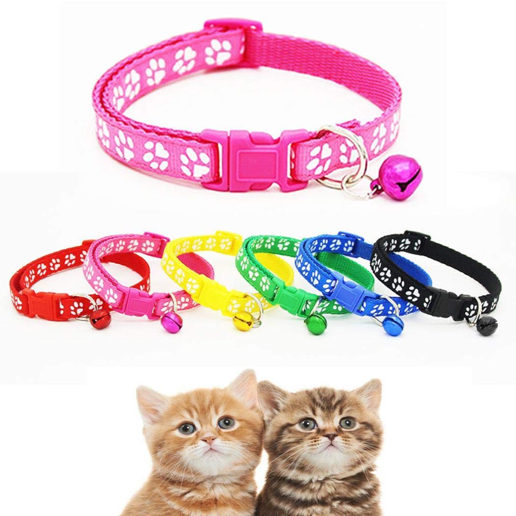 Zuionk Collar para gato con abrazadera, para mascotas y gatos, de piel suave, acolchado, resistente a la intemperie, resistente, impermeable, 6 colores