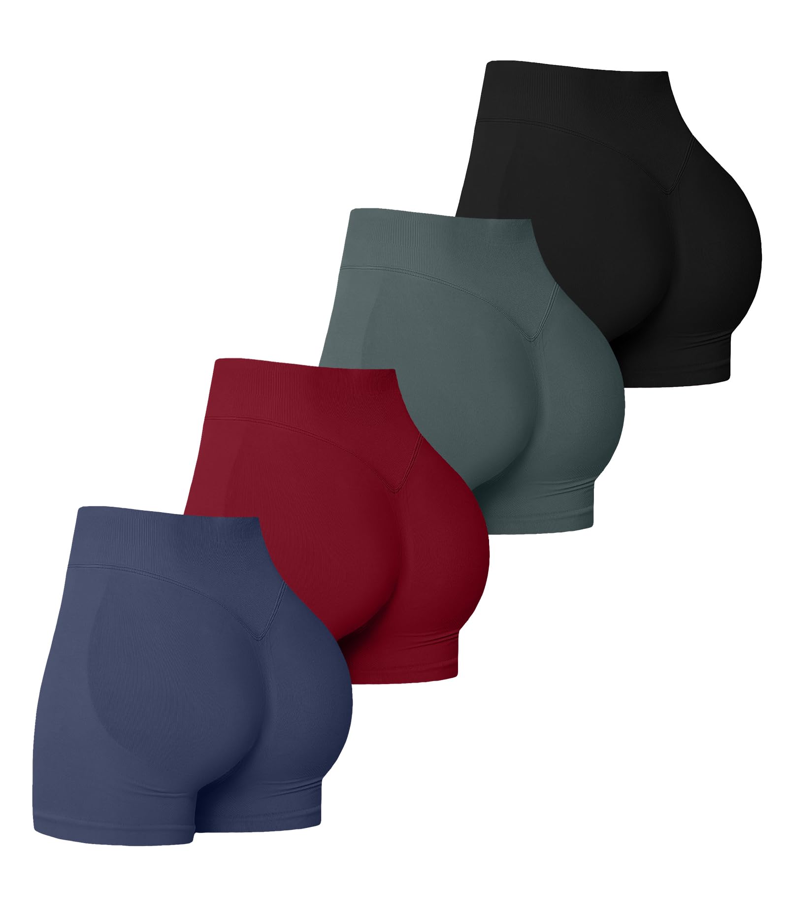 View 1 of *** 3 PACK *** YWBIN 4 Pack Women Workout Gym Impact Shorts Seamless Scrunch Butt Lifting Gym Yoga Shorts Small