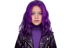 Ufindcos Kids Dark Purple Wig Child Short Curly Wavy Wig Side Part Dark Purple Bob Wigs for Girls