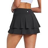 baleaf Women's Pleated Tennis Skirts Athletic Golf Skorts for Women with Pockets Shorts High Waisted Workout Layered Ruffle