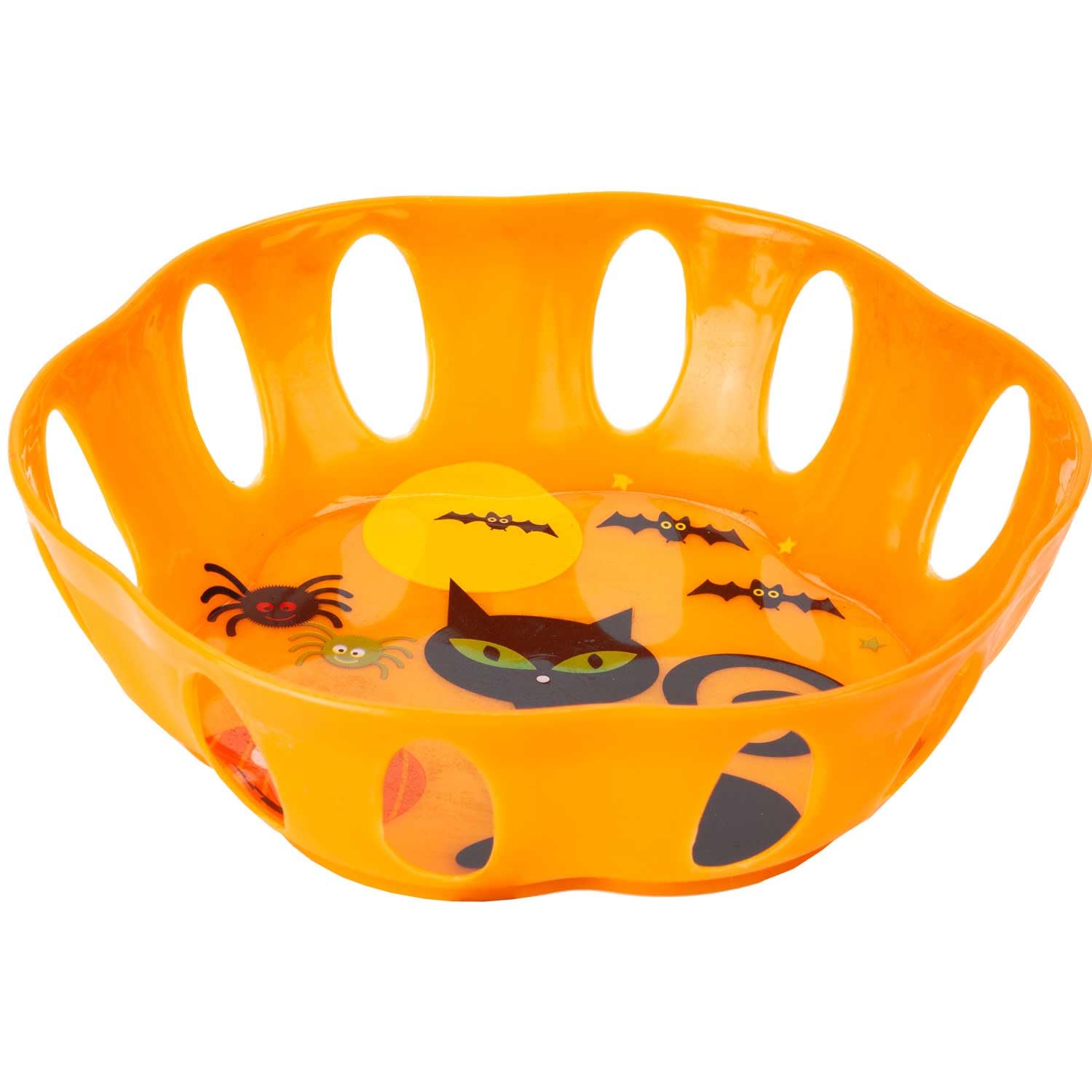 VFM - Halloween Sweet Bowl - Cat Bowl Scary Halloween Party Dish with Decals - Haunted House Orange