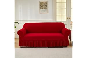 KAIJIE 2-Seater Elastic Sofa Cover Anti cat Scratch Suitable for All Seasons Skirt Edge Design Anti Slip Furniture Protective coverred