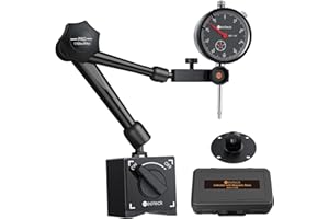 Neoteck 0-1"/0.001" Dial Indicator and Magnetic Base Set with Storage Case, Dial Gauge and Magnetic Holder for 3D Printer Lathe Workshop CNC Machine Table Saw- 176lbs (80kg) Max Pull-Black