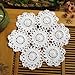 kilofly Crochet Cotton Lace Table Placemats Doilies Pack, 4pc, White, Blossoms, 10 inch