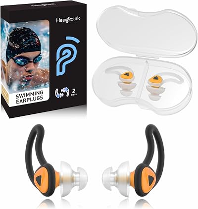 Hearprotek Swimmer Ear Plugs 2 Pairs Orange Silicone Custom-fit