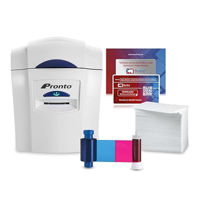 Bodno Magicard Pronto ID Card Printer & Complete Supplies Package ID Software - Bronze Edition