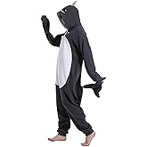 Focupaja Whale Adult Onesie Animal Pajamas Halloween Cosplay Jumpsui Christmas Costume for Women Men