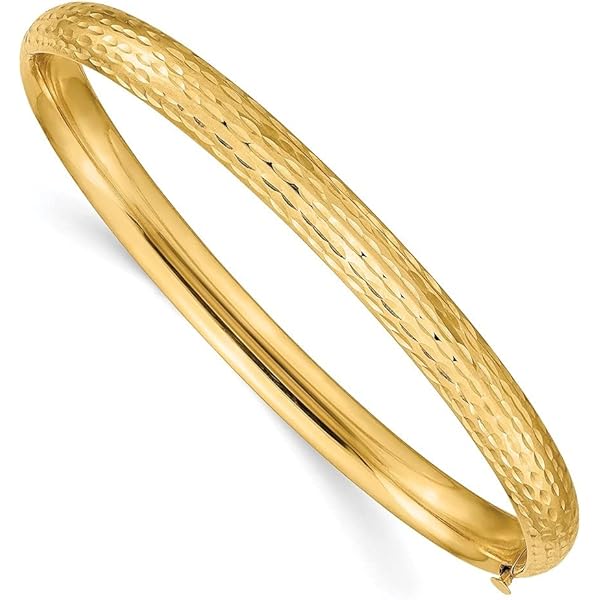 Amazon.com: Diamond2Deal 14k Yellow Gold Swirl Hinged Bangle