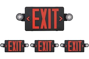 GZRUIYANG Black Housing Exit Sign with Emergency Lights Red, LED Emergency Exit Light with Battery Backup, UL 924 Certified, AC 120/277V, Commercial Emergency Lights Combo for Business - 4 Pack