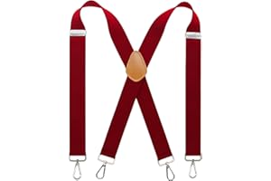Cedrainy Suspenders For Men 1.4 Inch X Back Wide Suspender Heavy Duty Swivel Belt Loops With 4 Snap Hooks