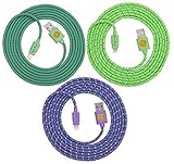 3PK 2M(6Ft) Braided Lightning Charging Cables Cords Wires for Apple iPhone 5 5C 5S,iPhone 6, iPad 4 Mini, iPod Touch 5/Nano 7, 8 pin to USB(teal-green-purp)