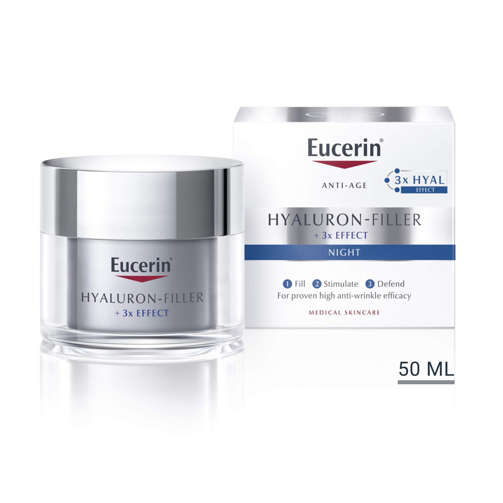 Eucerin Hyaluronic Filler + 3x Effect Moisture Booster Noche 50 ml, 300.0 g, 1 Item