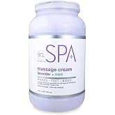 BCL SPA Lavender &amp; Mint Massage Cream for Massage Therapists, 128 oz | bulk professional body cream with certified organic ingredients for exceptional glide without sticky residue, Made In USA