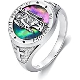 PROESS Saint Michael/Peregrine/Florian/Archangel Raphael Ring 925 Sterling Silver Catholic Protector Ring Jewelry for Women Men