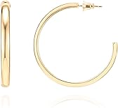 PAVOI 14K Gold Plated Wide Flat Edge Hoop Earrings for Women | Rose, White and Yellow Gold Hoops | Hypoallergenic Jewelry