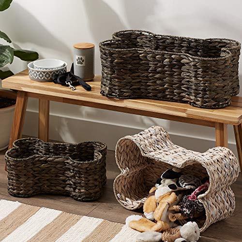 Bone Dry Pet Storage Collection Bone Shape Hyacinth Toy Basket, Small