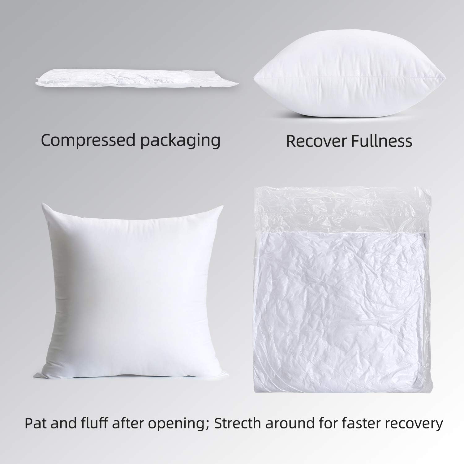 Calibrate Timing Throw Pillow Inserts, 4 Packs Hypoallergenic Square Form Cushion Stuffer, Decorative Pillows Couch Sham Fill 18 x 18 inches: Home & Kitchen