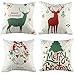 Coogam Christmas Pillow Case Set of 4, Cotton Linen Burlap Square Throw Pillow Cover Protector for Sofa Bench Couch Car Seat Bed Pillowcase Holiday Merry Xmas Decoration 16x16 17x17 18x18 inch