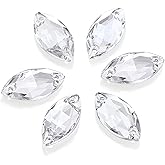 DONGZHOU Sew On Rhinestone Clear Sewing Stone with Holes Navette Shape Beads Crystals Flat Back Glass Rhinestones Crystal Gems Clothing Accessories for Costume, Clothes, Garments, DIY Crafts 18 * 9