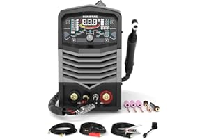 Sunstac 250A AC/DC Aluminum TIG Welder with Pulse, 110V/220V Dual Voltage TIG Welding Machine with DC TIG/AC TIG/Pulse TIG/SP