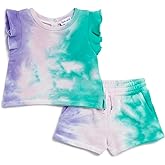 Splendid baby-girls Snowcone Tie Dye Ruffle Shoulder Sleeveless Tee Shirt and Shorts 2-piece Set