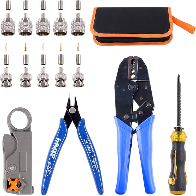 Glarks Coaxial Cable Tool Set, Coax RF Connector Crimping Tool