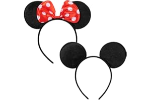 CHuangQi 2pcs Mouse Ears Headbands with Bow, Boy & Girl Headwear Hair Accessories for Birthday Party or Celebrations