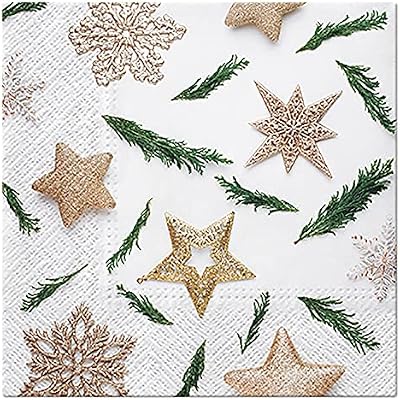 PAW Rustic Xmas Tissue Paper Napkins 33cm x 33cm - Pack of 20