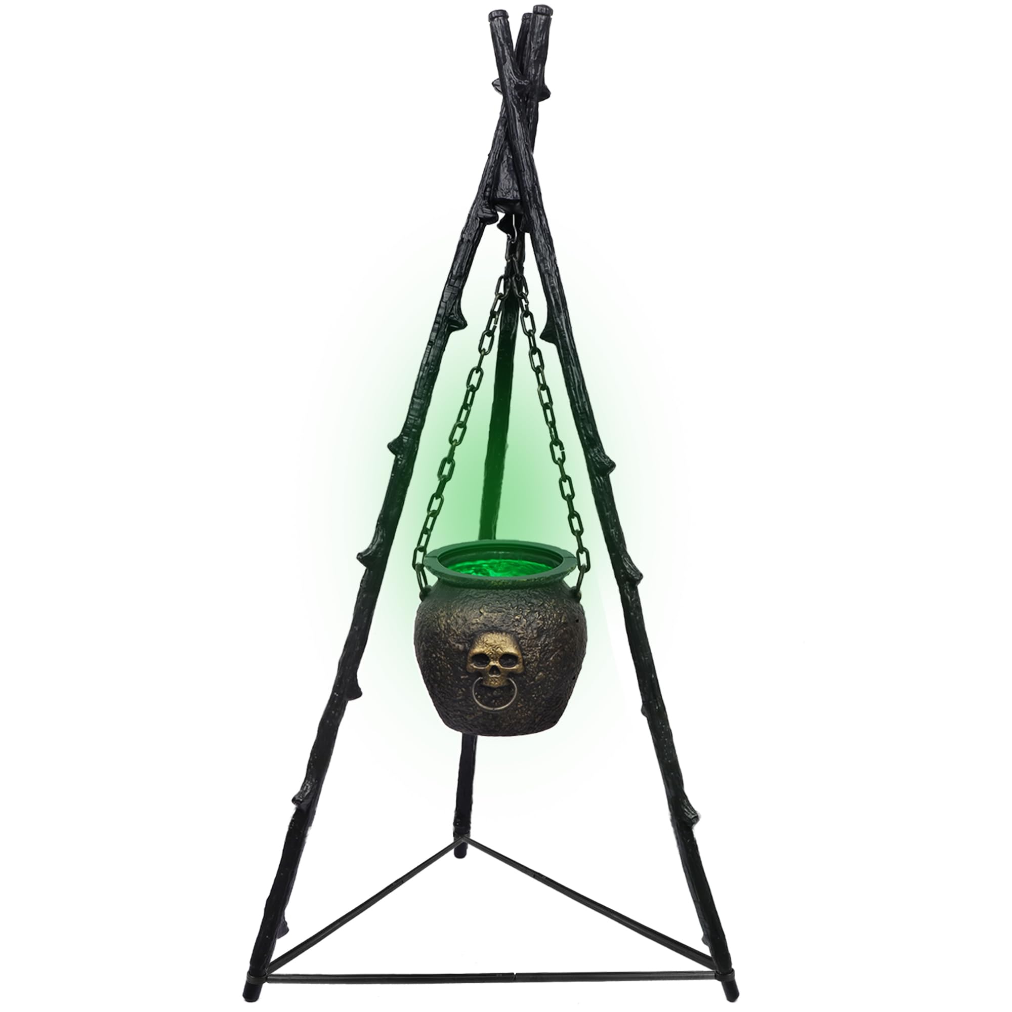 Photo 1 of DR.DUDU Halloween Decorations Outdoor - 4.6FT Large Witches Cauldron with Tripod & Green LED Lights, Hocus Pocus Scary Outside Decor for Yard, Porch, Party, Haunted House Props & Candy Bowl