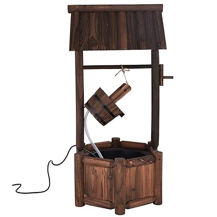 Amazon Com Lordbee New Outdoor Garden Rustic Wishing Well Wooden