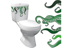 wongdong Octopus Kraken Tentacles Toilet Lid Decal Wall Stickers, Green Sea Monster Design Wall Decals, Peel and Stick Bathroom Decorative Sticker (Green)