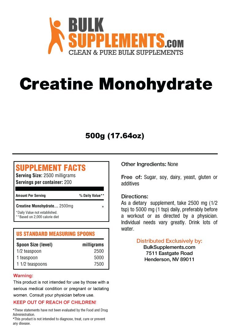 Creatine Monohydrate Powder Micronized by BulkSupplements (500 grams) | 99.99% Pure High Performance Formula | Pre/Post Workout Supplement for Extreme Muscle Building & Energy