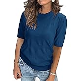 Arach&Cloz Women's Summer Fall Lightweight Tops Short Sleeve Dressy Blouse