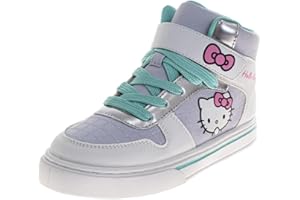 JOSMO Sanrio Hello Kitty High Top Sneakers for Girls - Kids Sneaker Ankle Hightops Lightweight Breathable Fashion Shoes (Sizes: 11-13 Little Kid / 1-4 Big Kid)