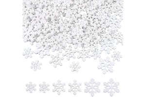 CRAFTYMELODY Lot de 100 mini flocons de neige décoratifs en résine blanche en forme de flocon de neige pour loisirs créatifs,