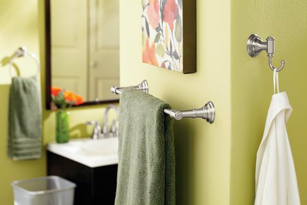 Moen DN9124BN Ellsworth 24-Inch Single Towel Bar, Brushed Nickel - - 