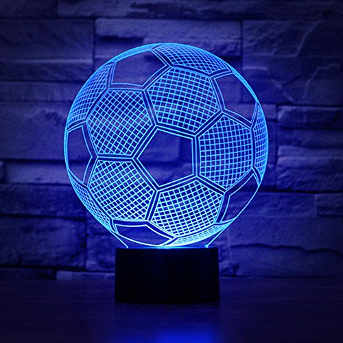 3D Soccer Ball Lamp, Optical Illusion Night Light for Room Decor & Baby Nursery, Cool Gifts for Kids, Girls, Boys & Sports Guy, 7 Color Changing Toys with Battery Backup by WANTASTE - Thumbnail 4