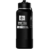 Hydrapeak 32oz Sport Insulated Water Bottle with Straw Lid, Leak & Spill Proof, Keeps Drinks Cold for 24 Hours, Hot for 12 Hours, Premium Stainless Steel Water Bottles (32oz, Black)