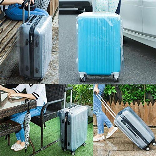 Kolylong Clear PVC Waterproof Suitcase Cover Protectors ✿ Storage Luggage Trolley Case Protective Cover 20 22 24 Inch (24Inches, Clear)