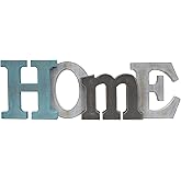 Linfevisi Wooden Home Sign Aqua Hanging Block Letters Sign Rustic Freestanding Wood Word Decor Decorative Home Table Sign Cutout Word Art Wall Decor (Home)