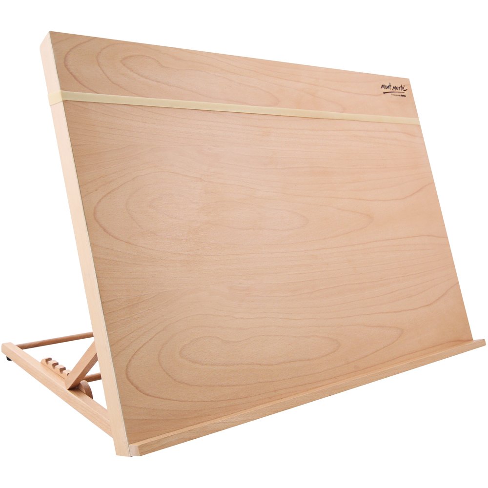 Mont Marte A3 Drawing Board with Elastic Band, Beech Wood. Tilting Design with Elastic Band for Securing Work.