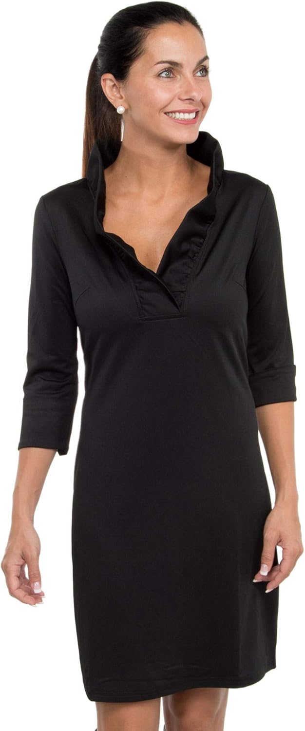 Gretchen Scott Black Ruffneck Jersey Dress S Black at Amazon Womenâs Clothing store