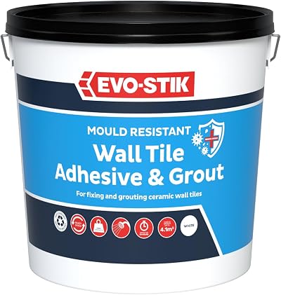 EVO-STIK Mould Resistant Wall Tile Adhesive & Grout White 5L Ready-Mixed