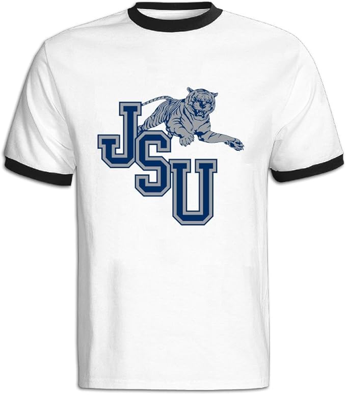 IDHUJI8NBG Jackson State Tigers Color Blocking Short Tshirt Gentleman T Shirts at Leisure Black 