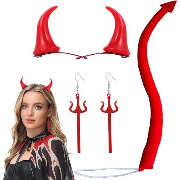 Long Red Devil Tail With Black Tip – Fun Halloween Costume Accessory, One Size Unisex