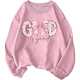 SweatyRocks Girl's Y2k Bow Graphic Long Sleeve Sweatshirts Casual Crew Neck Loose Pullover Tops