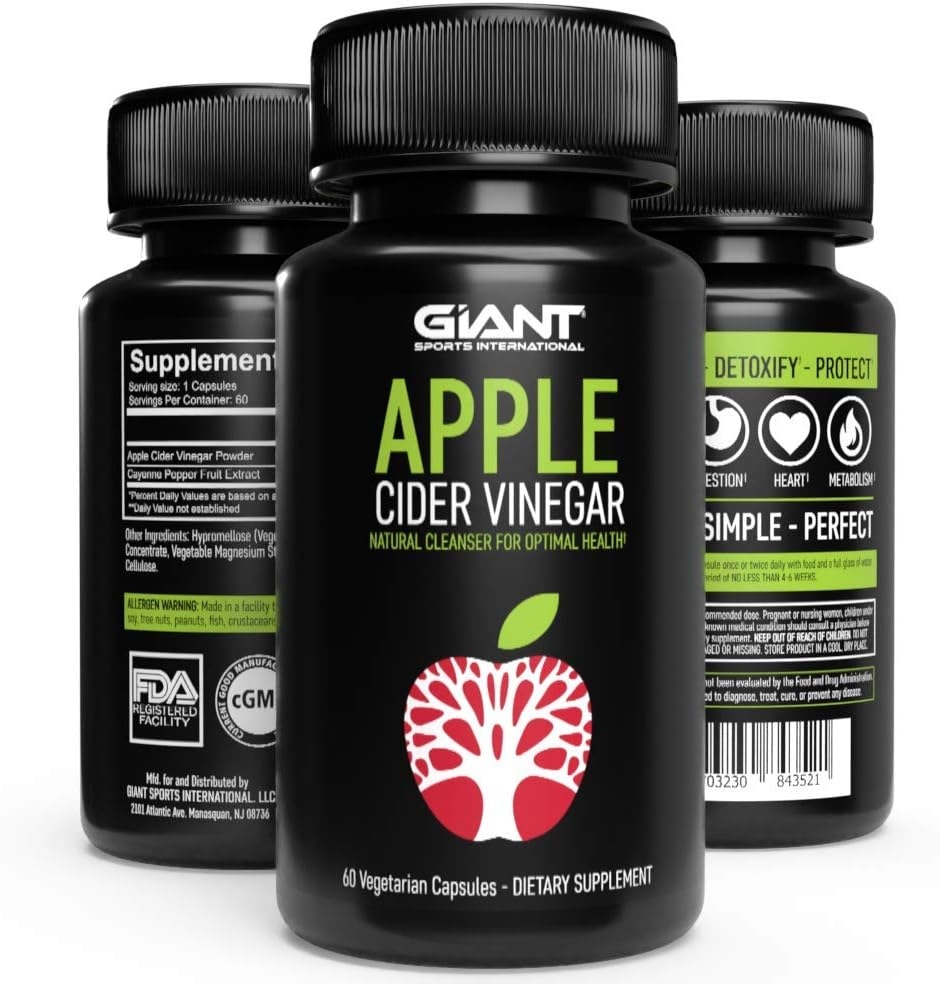 Apple Cider Vinegar Pills with Cayenne Pepper for Natural Detox, Fast