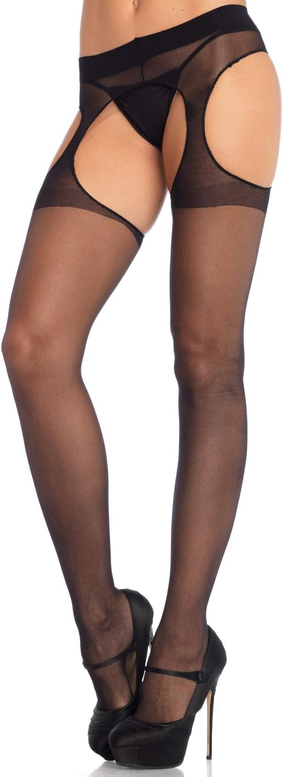 Leg Avenue Women's Sheer Garter Belt Pantyhose