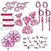 144 Pack Breast Cancer Awareness Pink Ribbon Party Favor Supplies 24 Rubber Bracelets 72 Glitter Temporary Tattoos 12 Pens 12 Cellophane Goody Bags 12 Folding Fans 12 Whistles for Fundraising Events